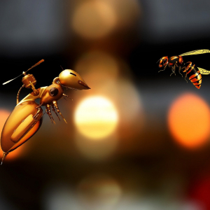 Illustration représentant des abeilles robots